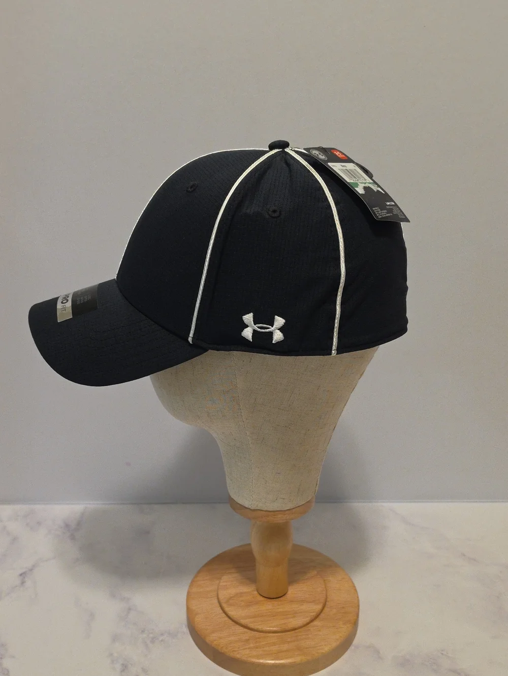 Under Armour Black Cap with White Piping Brand New